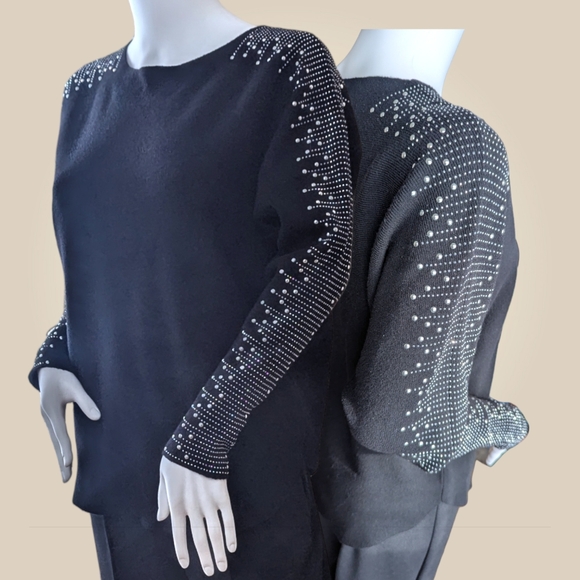 Milano Rhinestone Embellished Dolman Sweater - Picture 3 of 14
